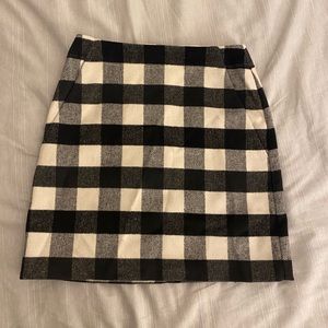 Wool Checkerboard High Rise Skirt